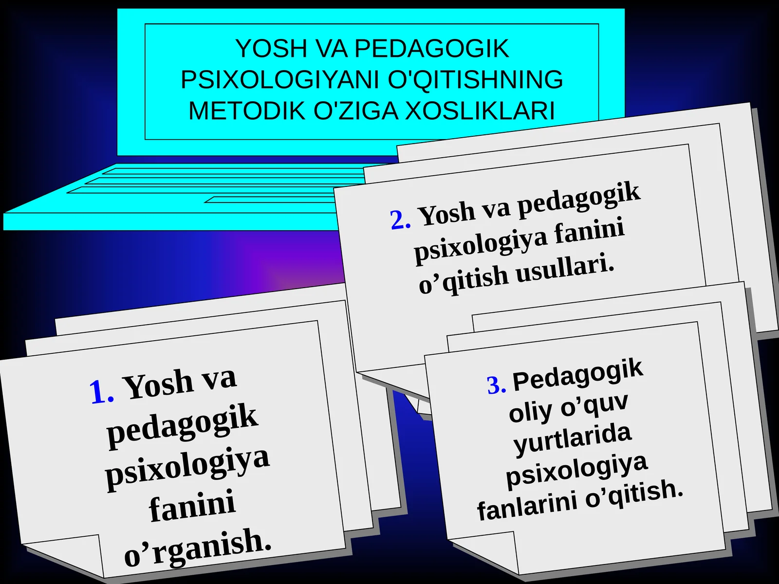 YOSH VA PEDAGOGIK PSIXOLOGIYANI O'QITISHNING METODIK O'ZIGA XOSLIKLARI