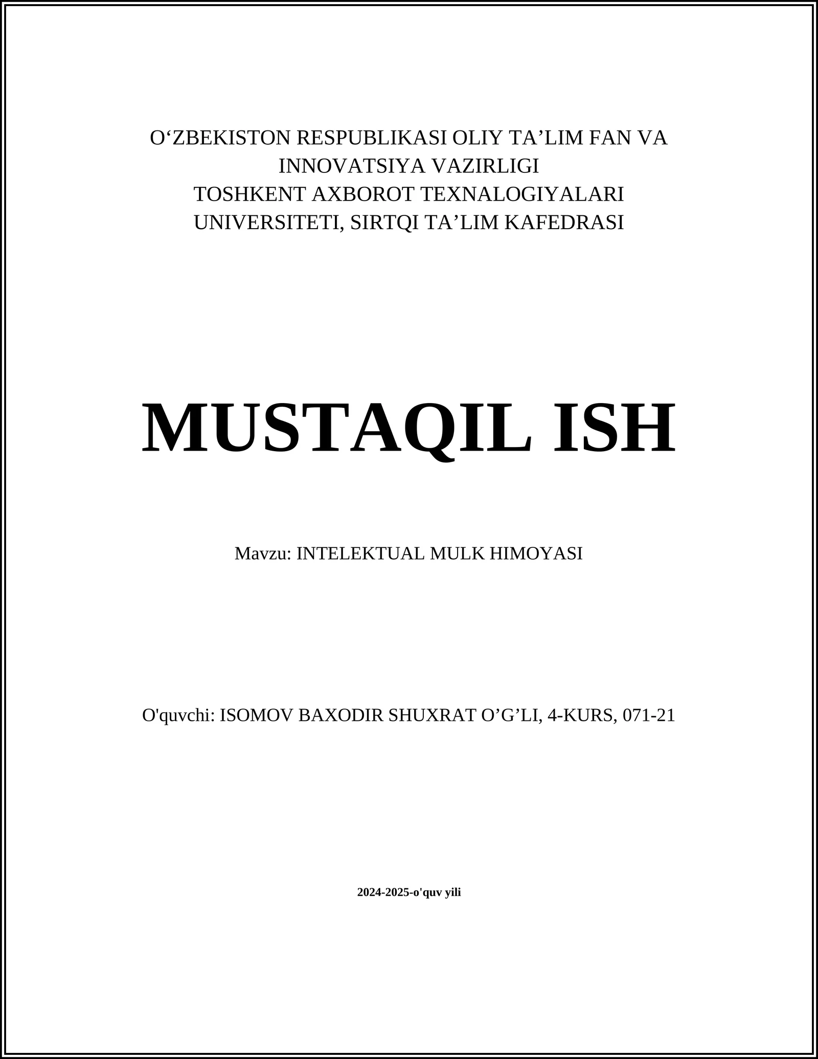 INTELEKTUAL MULK HIMOYASI