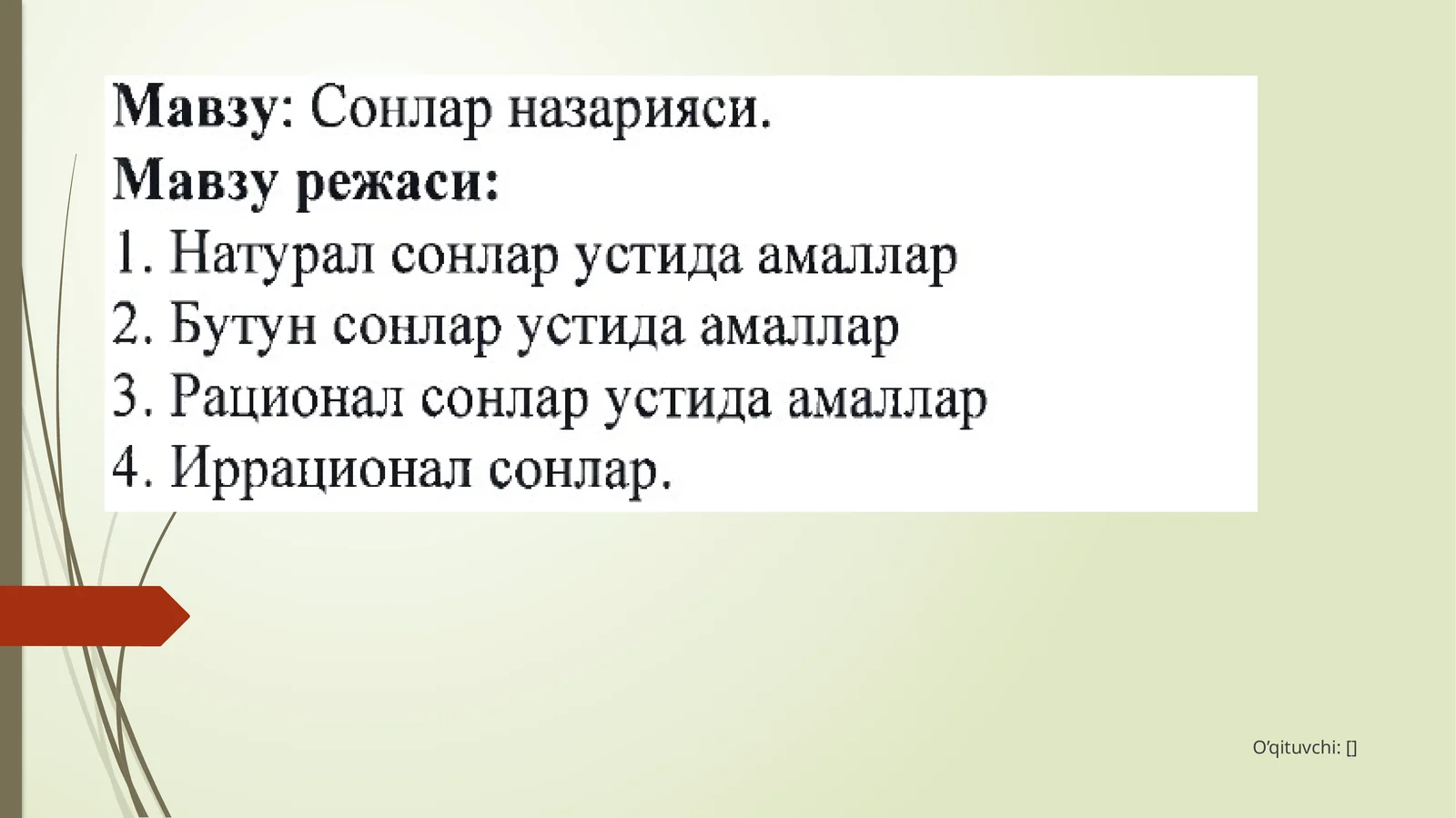 Naturalsonlarvaularustidaamallar