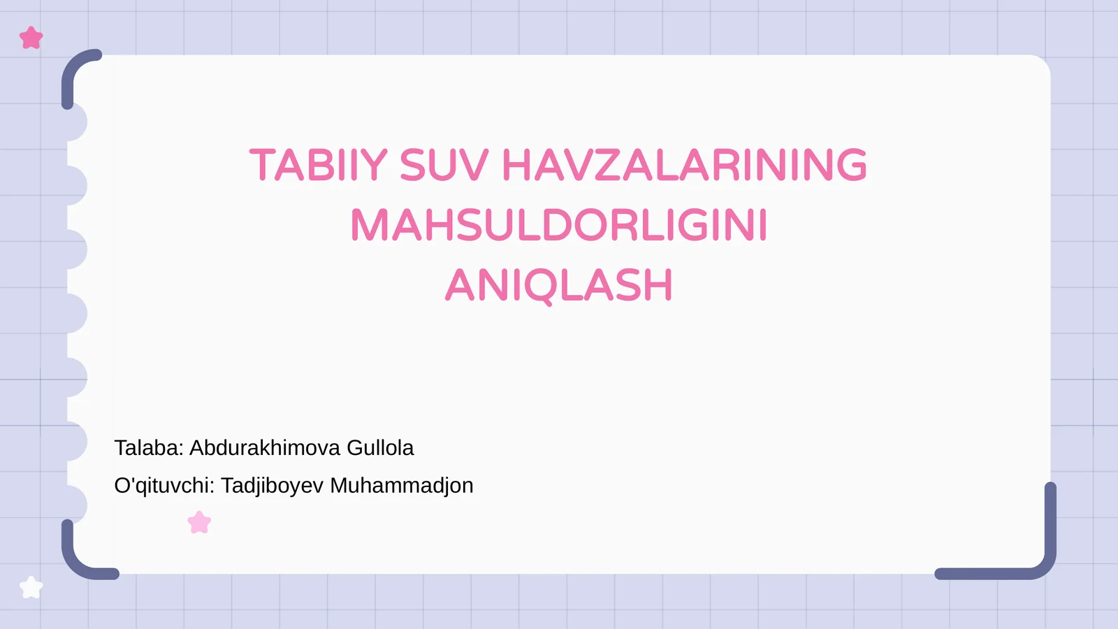 Tabiyy SUV Havzalarining Mahsuldorligi