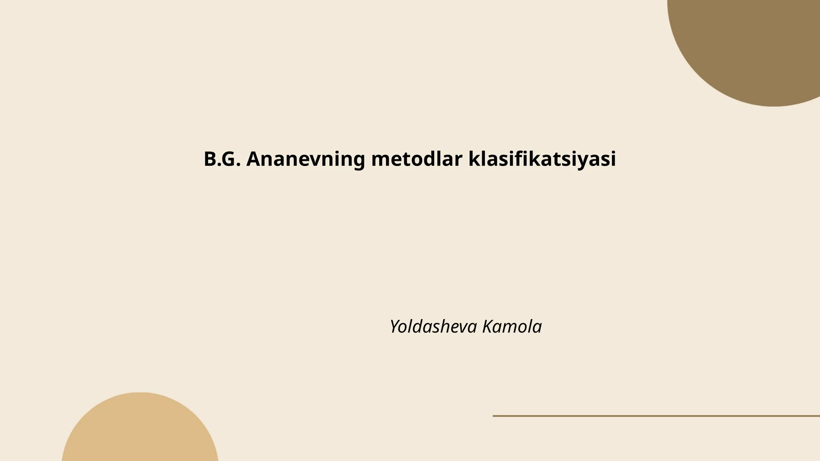 B.G. Ananevning metodlar klasifikatsiyasi