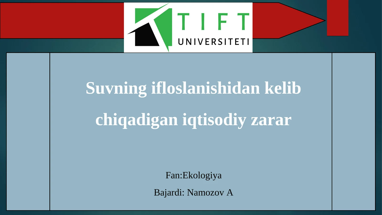 Suvning ifloslanishidan kelib chiqadigan iqtisodiy zarar.