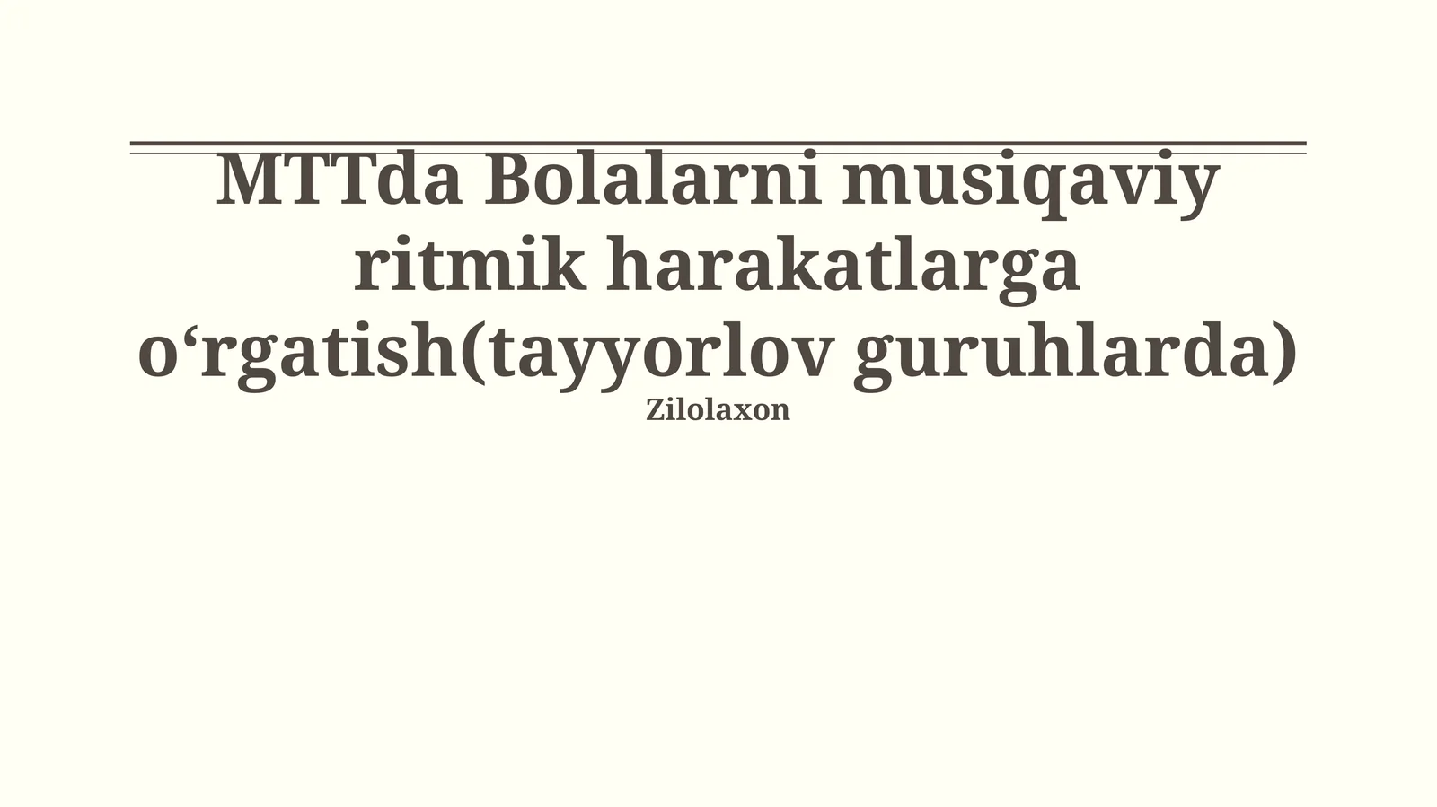 MTTda Bolalarni musiqaviy ritmik harakatlarga oʻrgatish(tayyorlov guruhlarda)