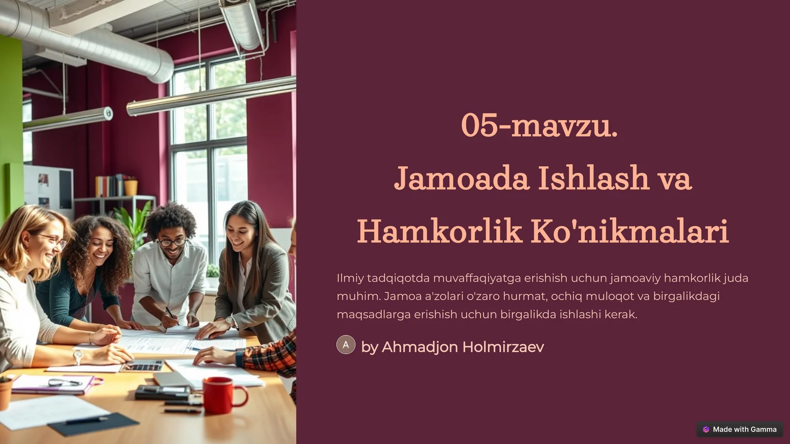 JamoadaIshlash va Hamkorlik Ko'nikmalari