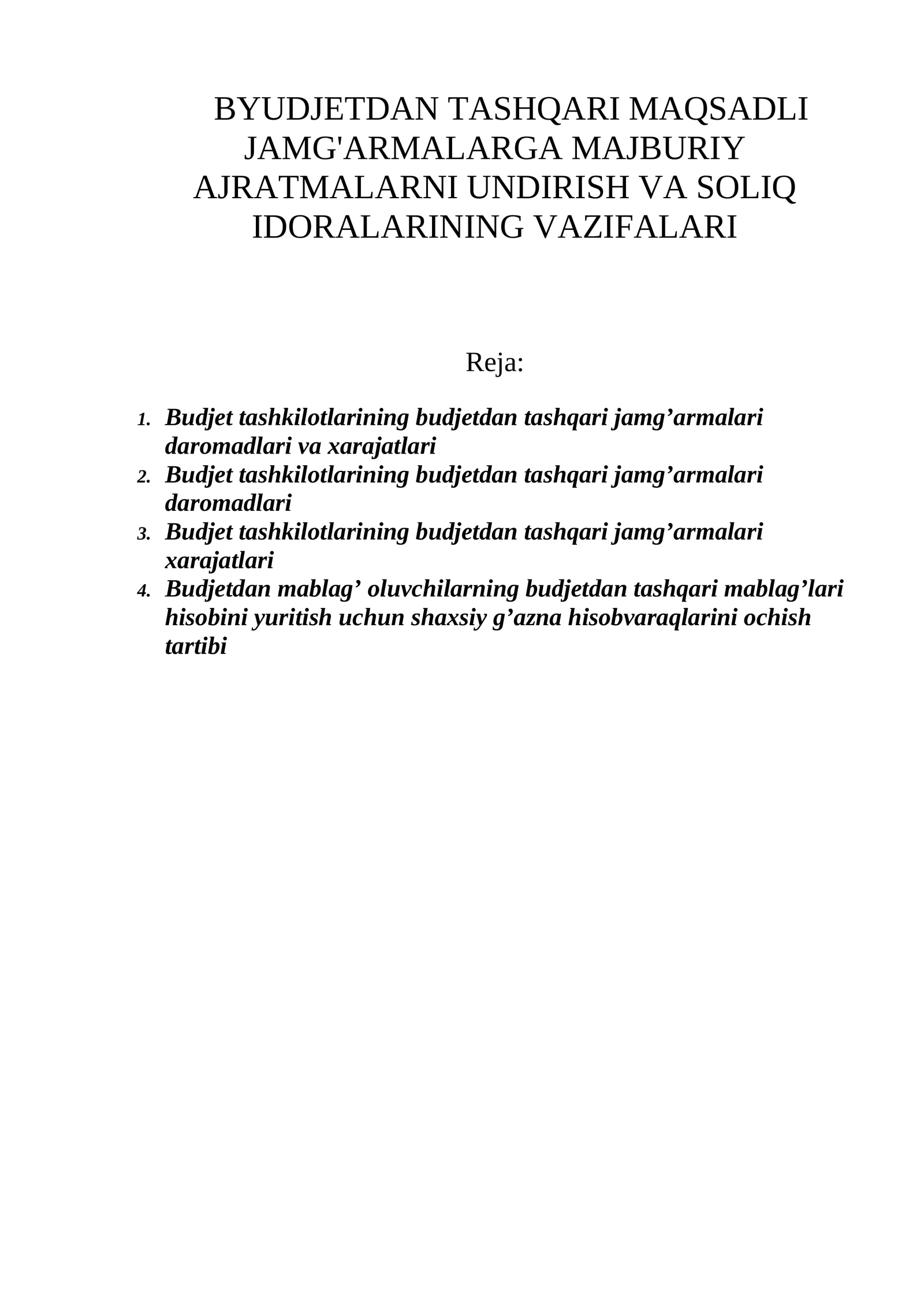 Budjetdan Tashqari Maqsadli Jamg'armalarg