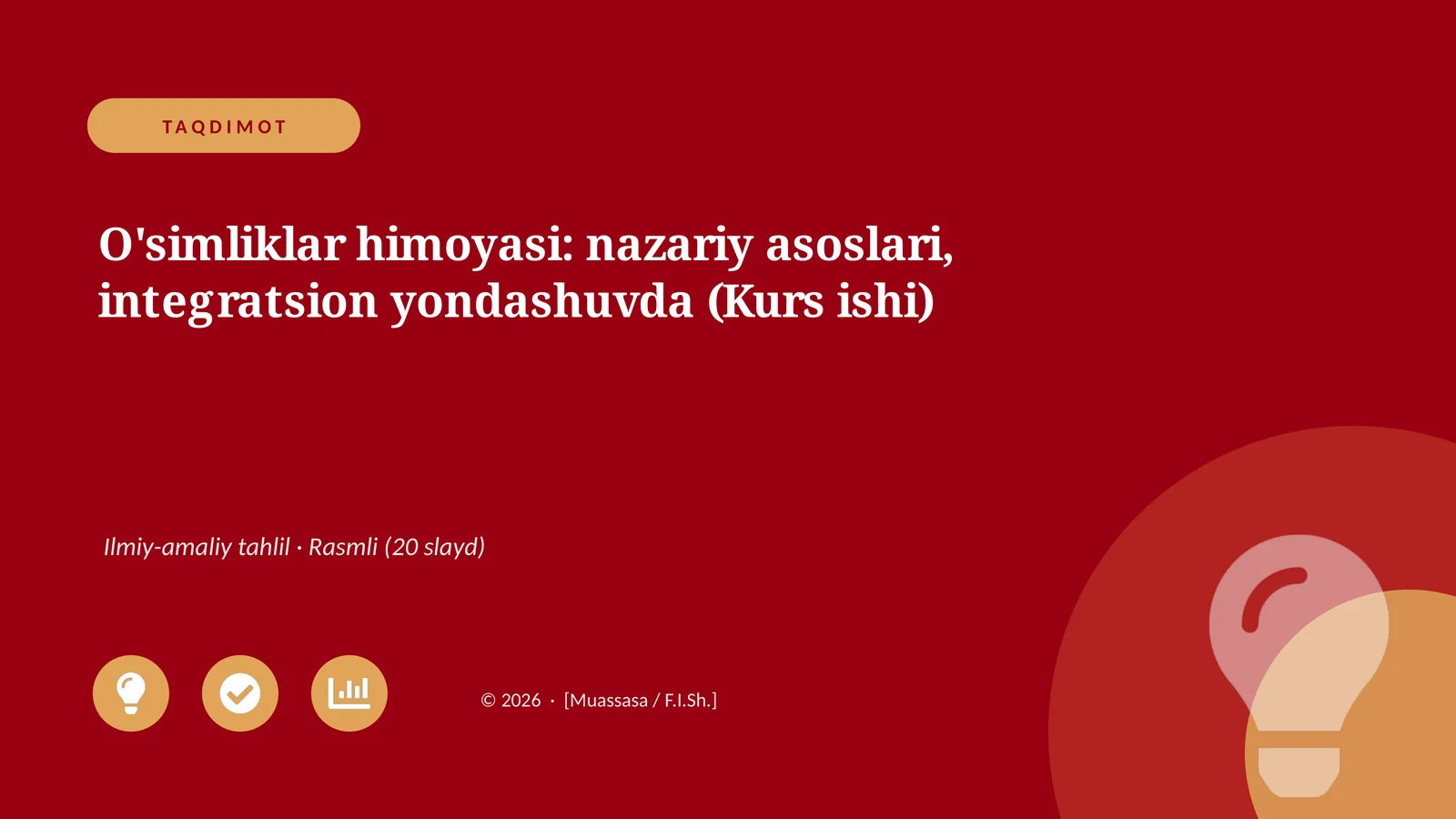 O'simliklar himoyasi: nazariy asoslari, integratsion yondashuvda (Kurs ishi)