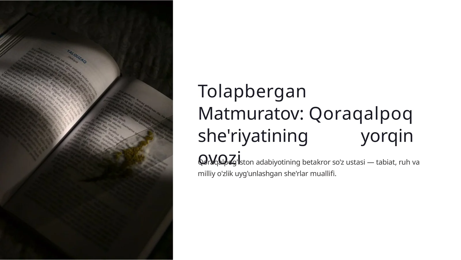 Qoraqalpoq she'riyatining yorqin ovozi