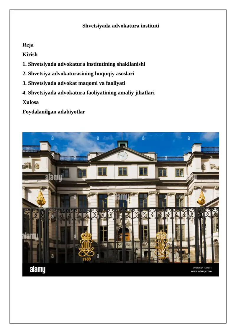 Shvetsiyada advokatura instituti