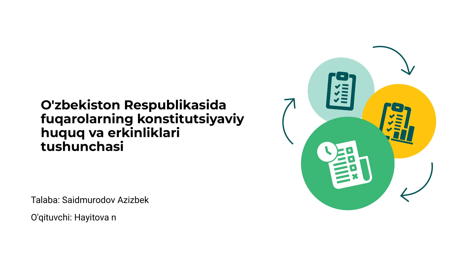 O'zbekiston Respublikasida fuqarolarning konstitutsiyaviy huquq va erkinliklari tushunchasi