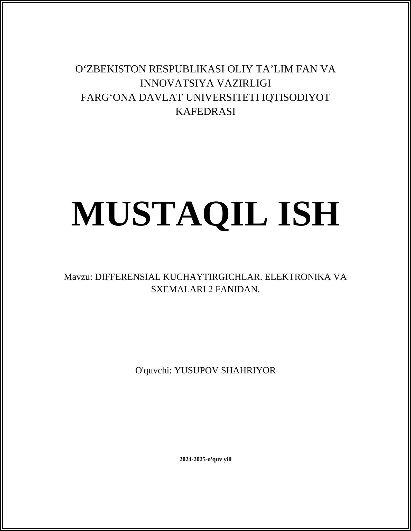 DIFFERENSIAL KUCHAYTIRGICHLAR