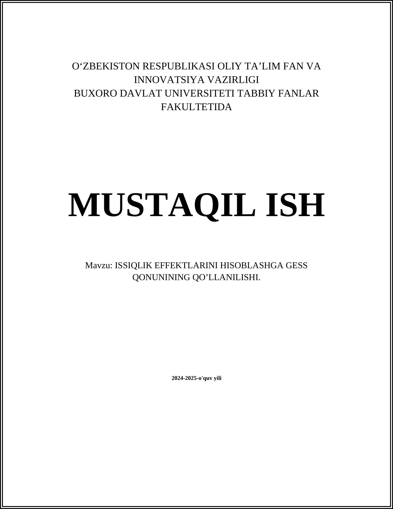 Issiqlik effektini hisoblash