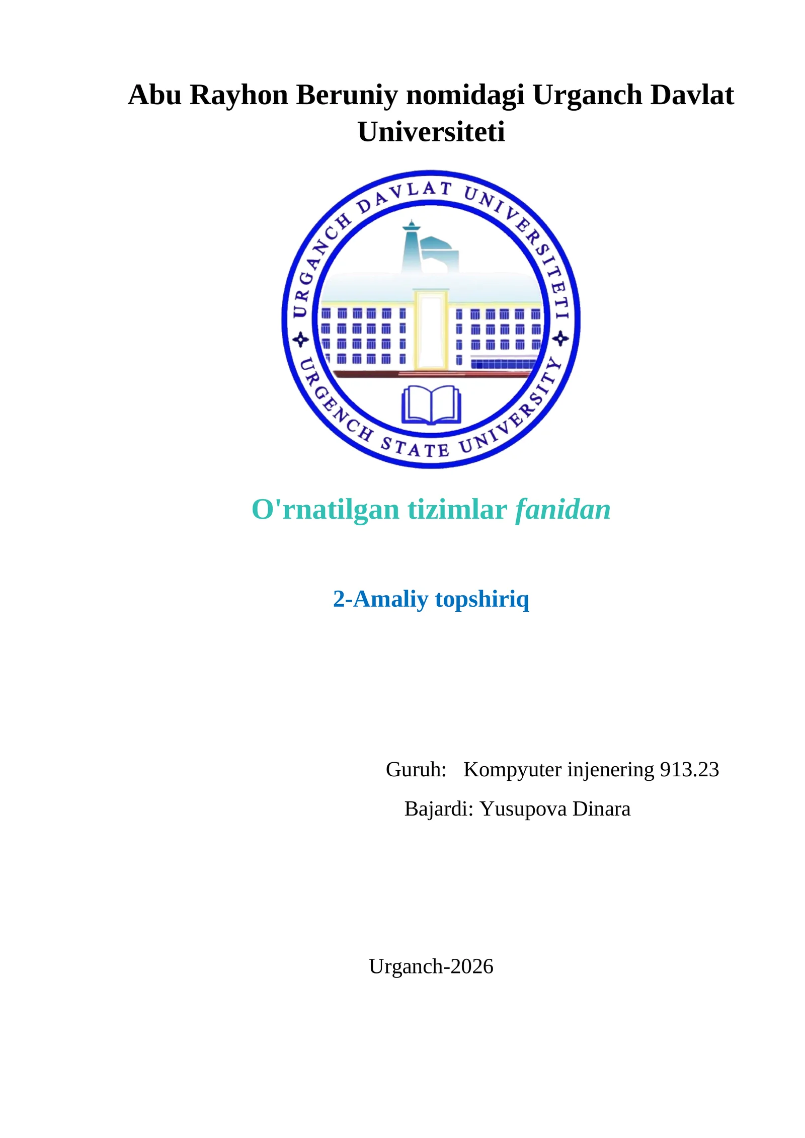 2-Amaliy topshiriq (Kompyuter injenering)