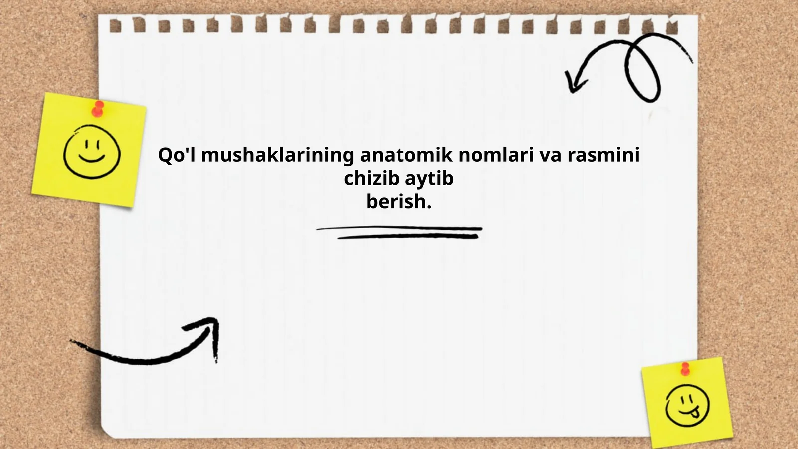 Qo'l mushaklarining anatomik nomlari va rasmini chizib aytib berish