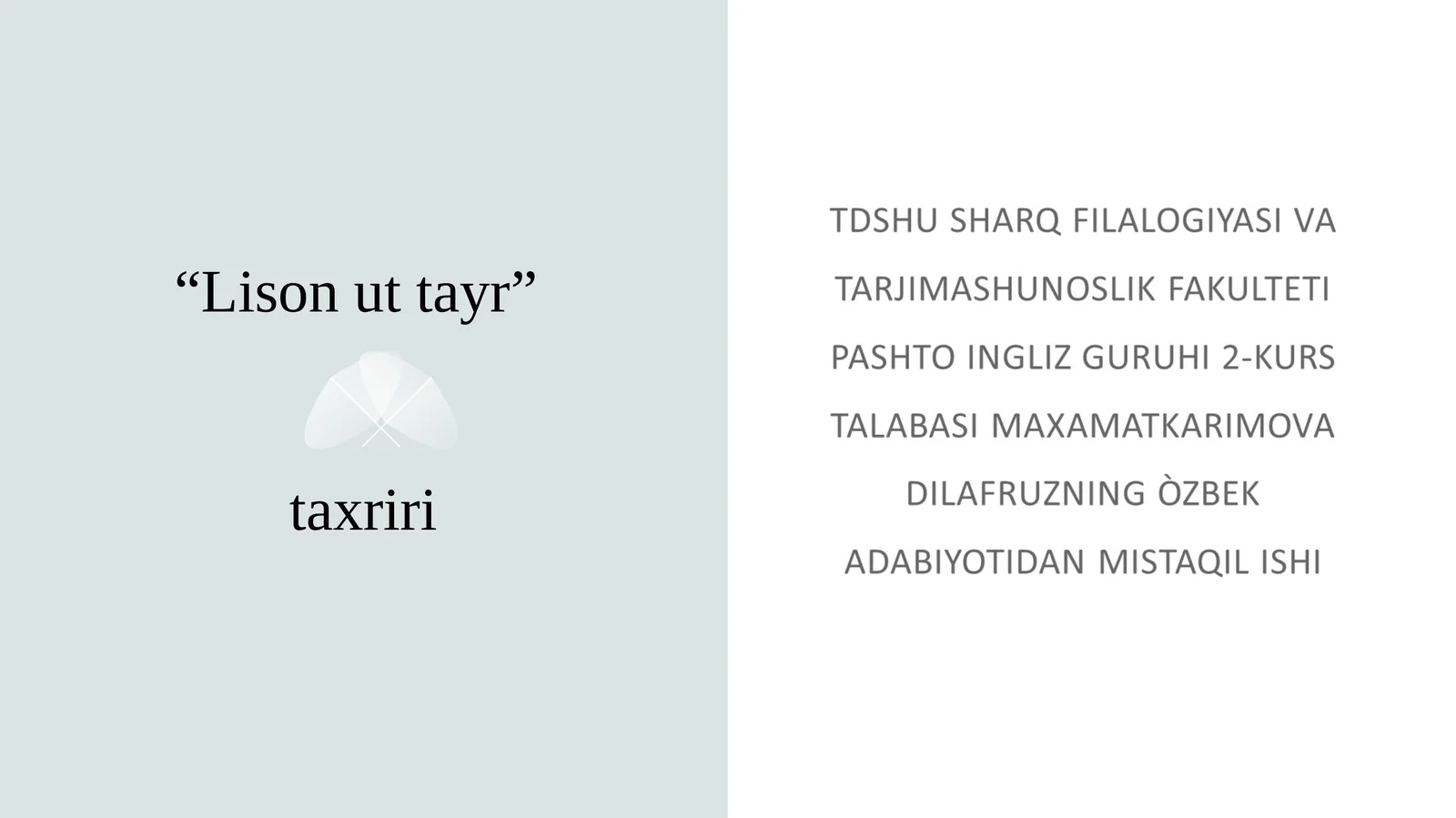 “Lison ut tayr”taxriri