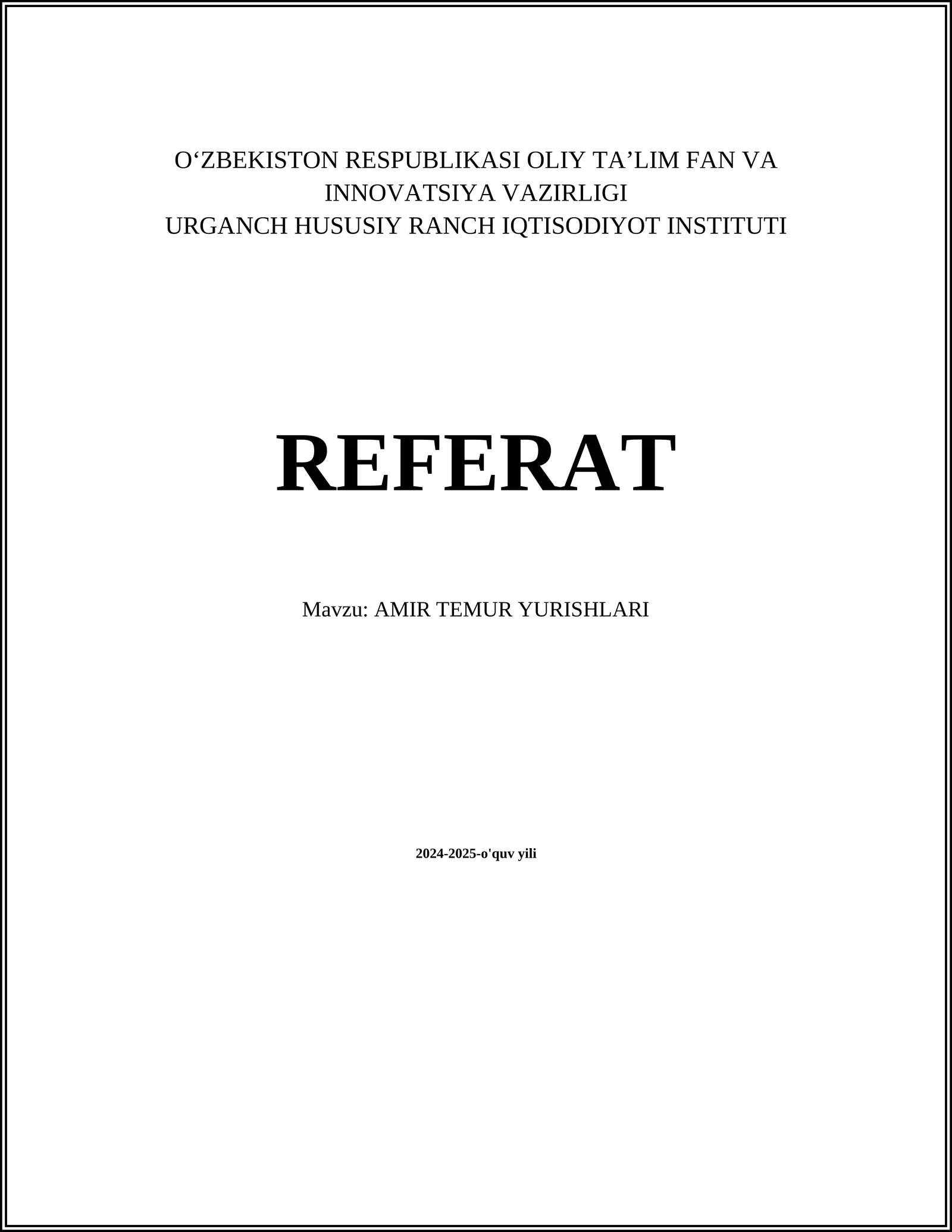 AMIR TEMUR YURISHLARI