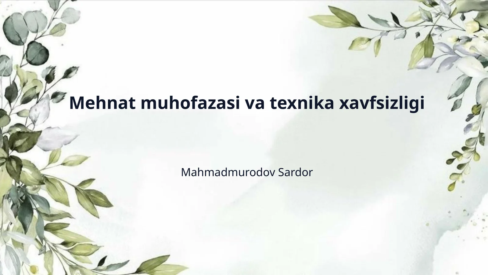Mehnat muhofazasi va texnika xavfsizligi