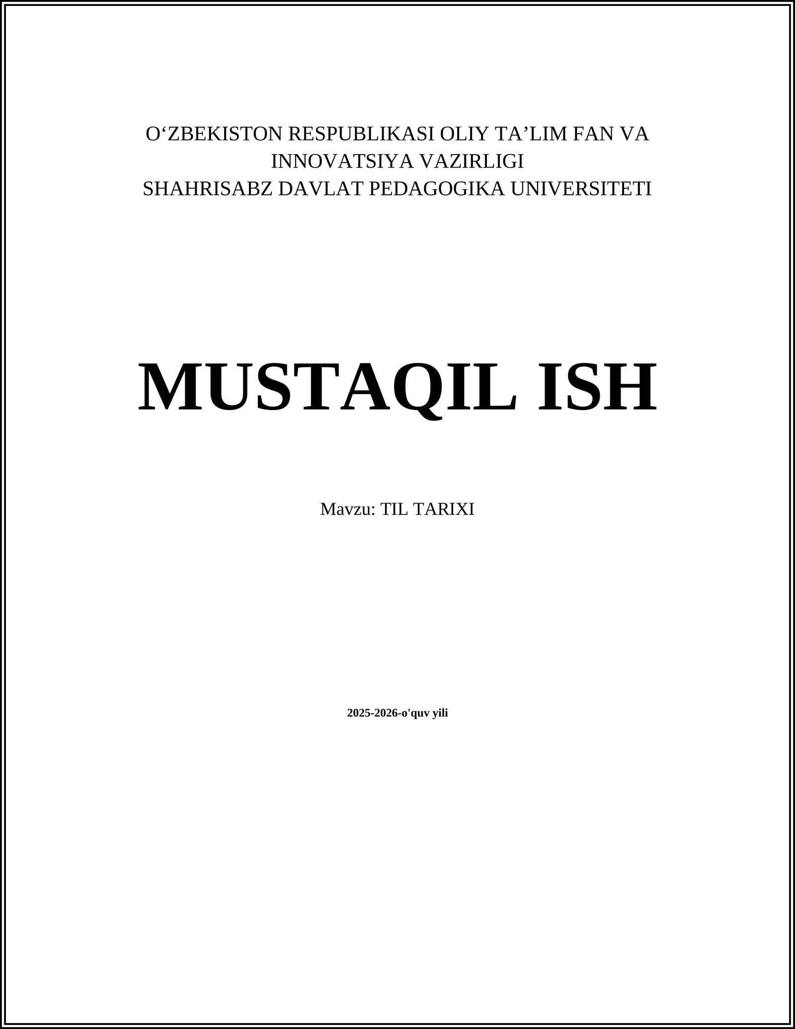 Til Tarixi Mustaqil Ish