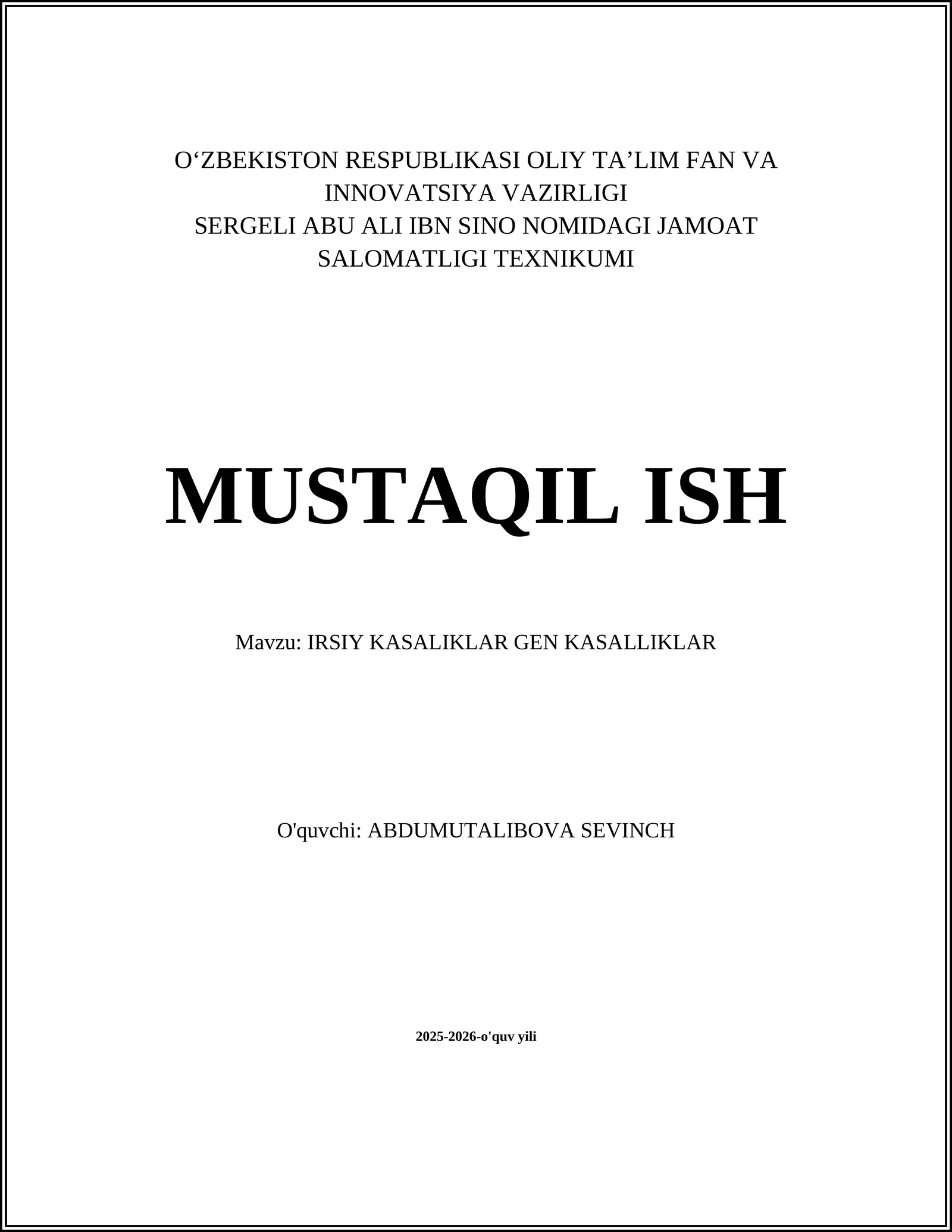 IRSIY KASALIKLAR GEN KASALLIKLAR