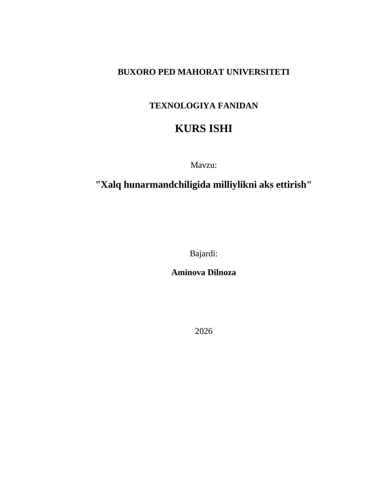 "Xalq hunarmandchiligida milliylikni aks ettirish"