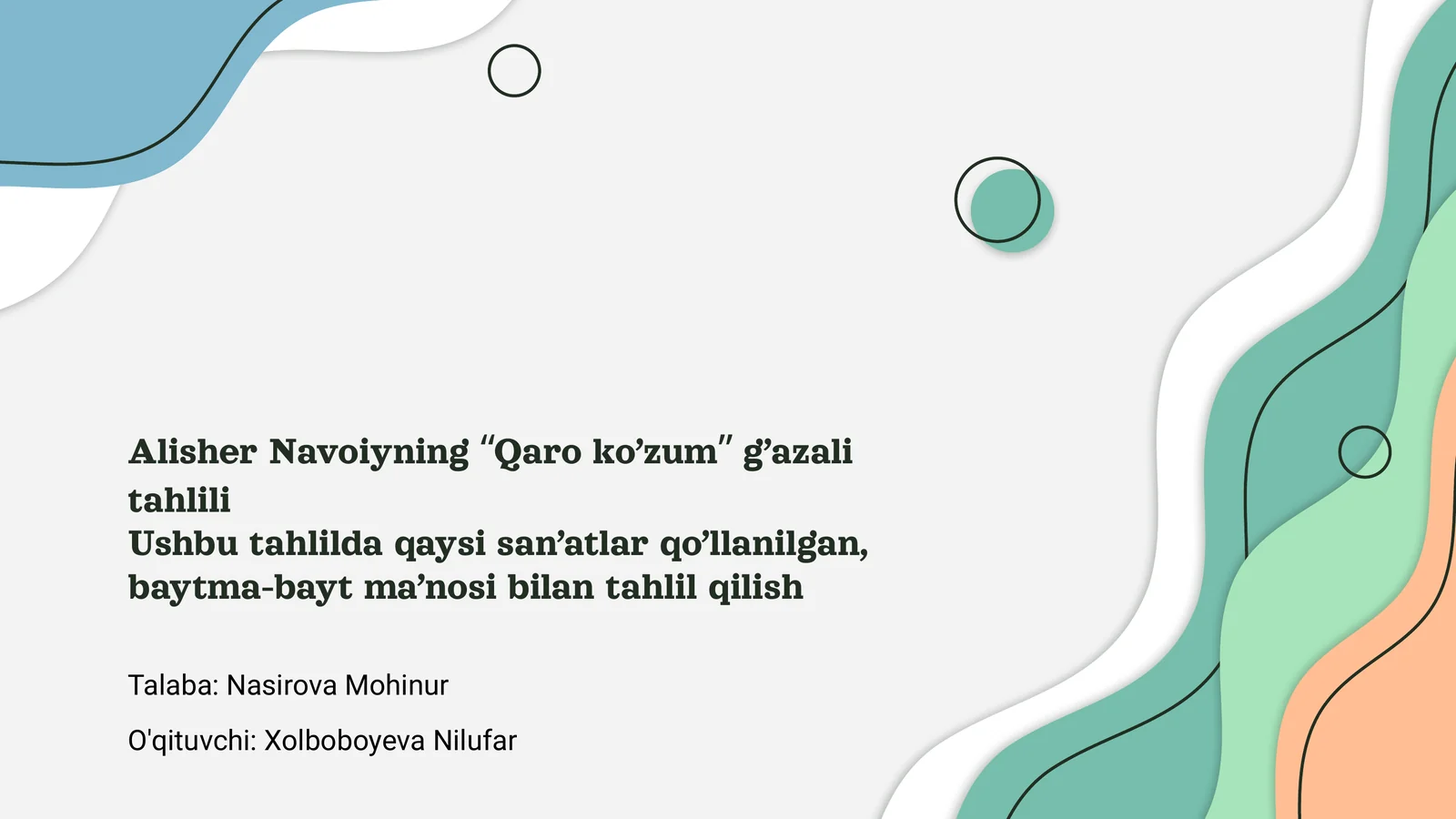 Alisher Navoiyning “Qaro ko’zum” g’azali tahlili