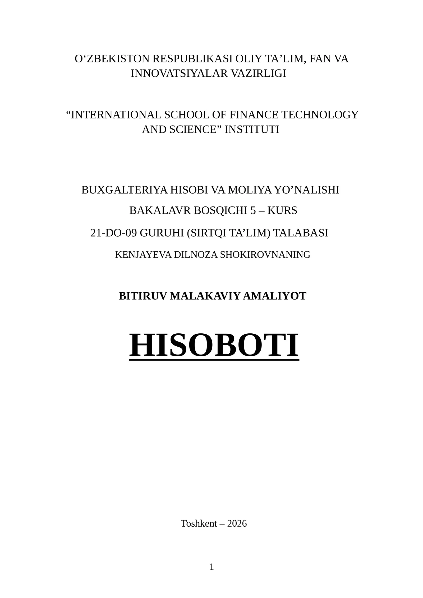 Navoiy shahar Ipoteka bank Bitiruv Malakaviy Amaliyot Hisoboti