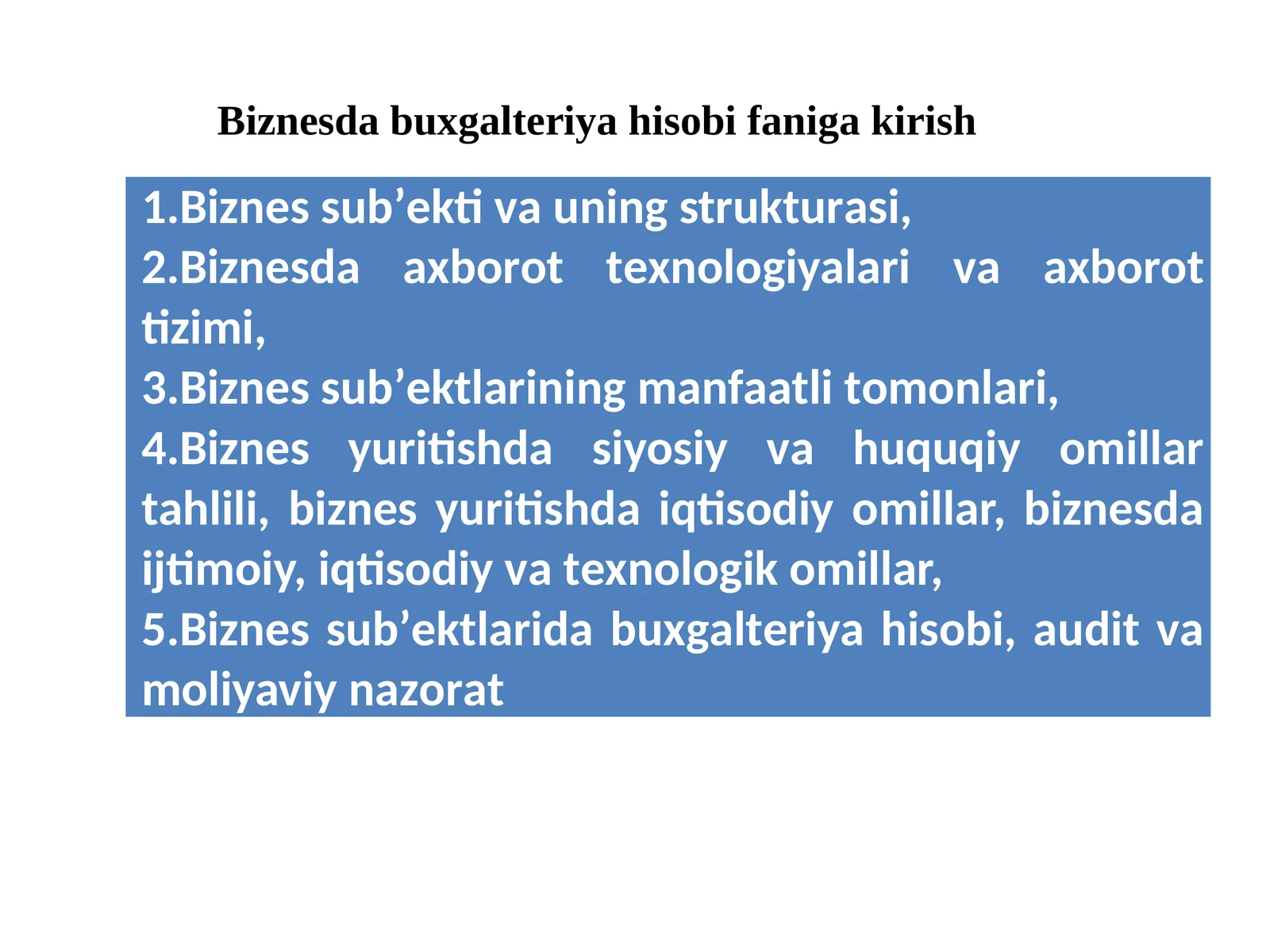 Biznesdabuxgalteriyahisobi.O’quv qo’llanma