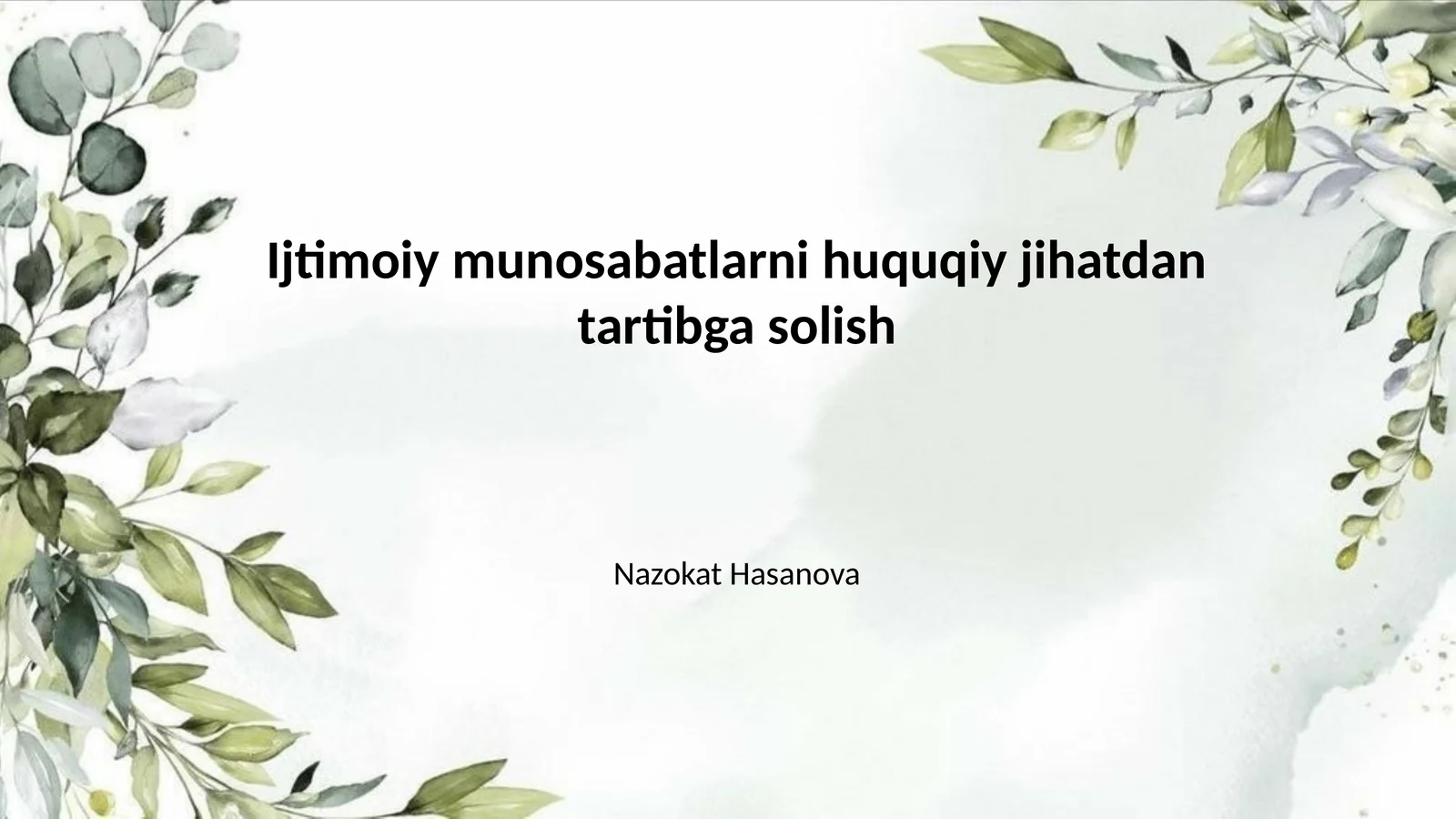 Ijtimoiy munosabatlarni huquqiy jihatdan tartibga solish