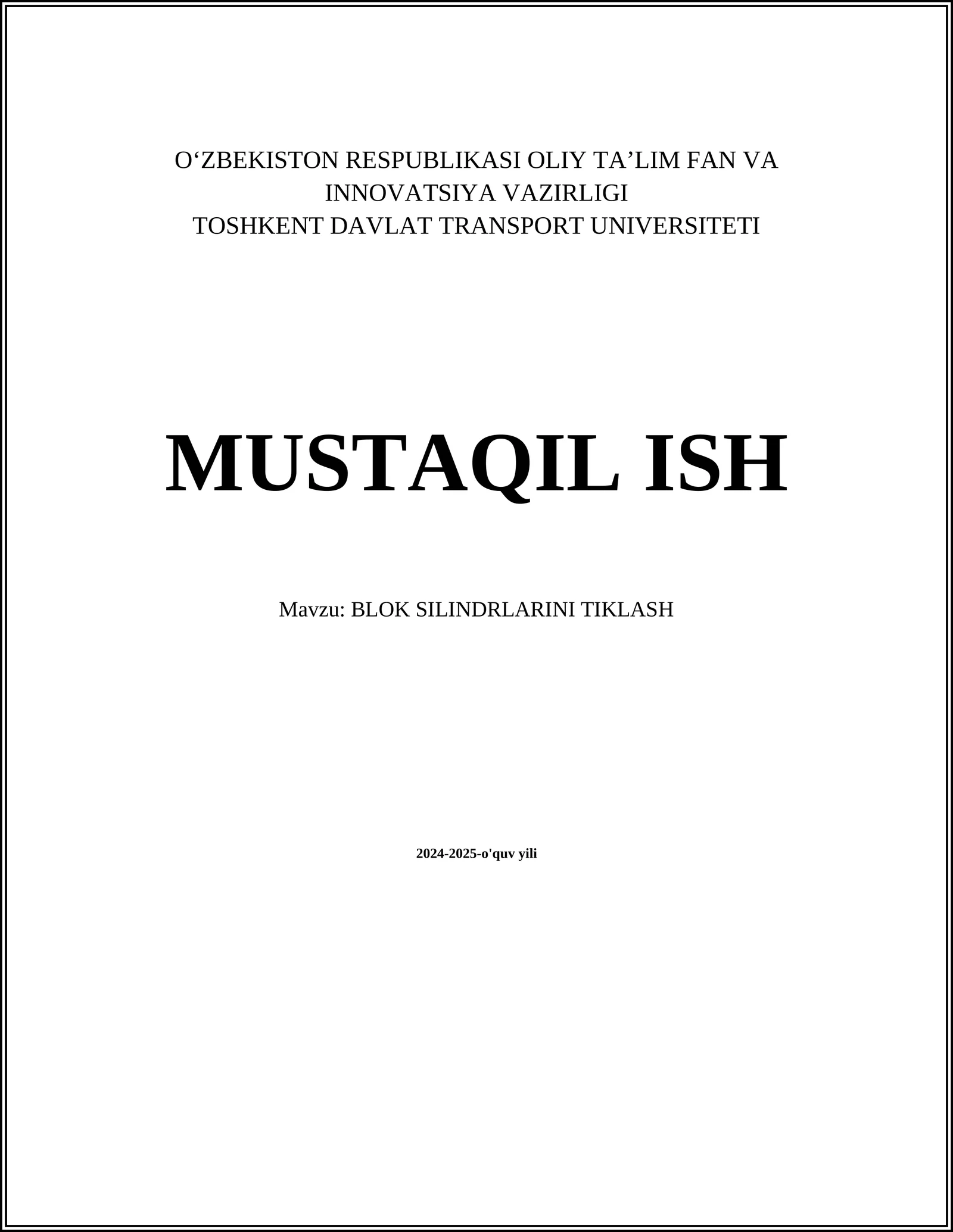 BLOK SILINDRLARINI TIKLASH