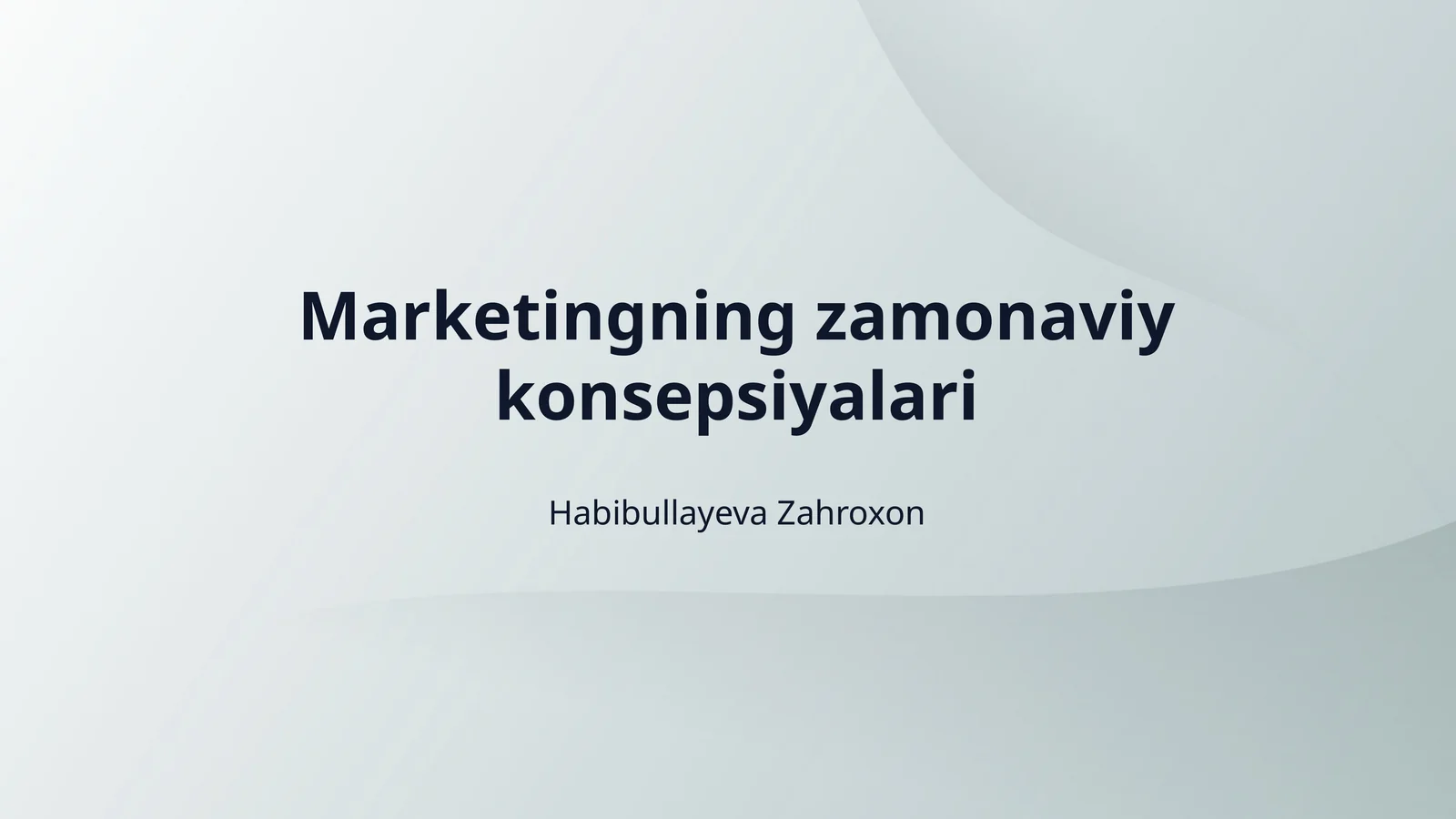 Marketingning zamonaviy konsepsiyalari