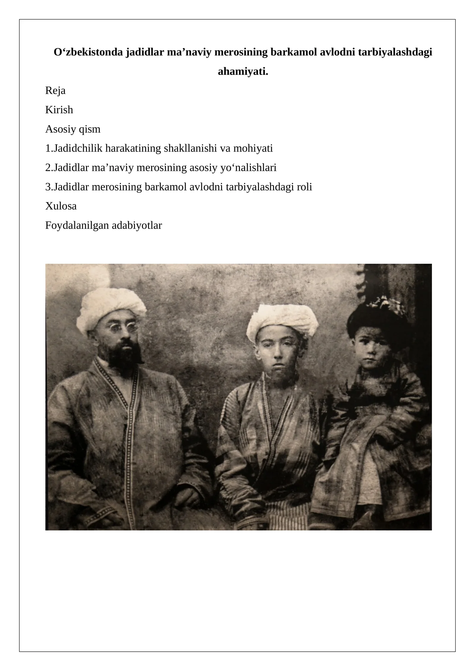 Jadidlar Ma'nviy Merosi