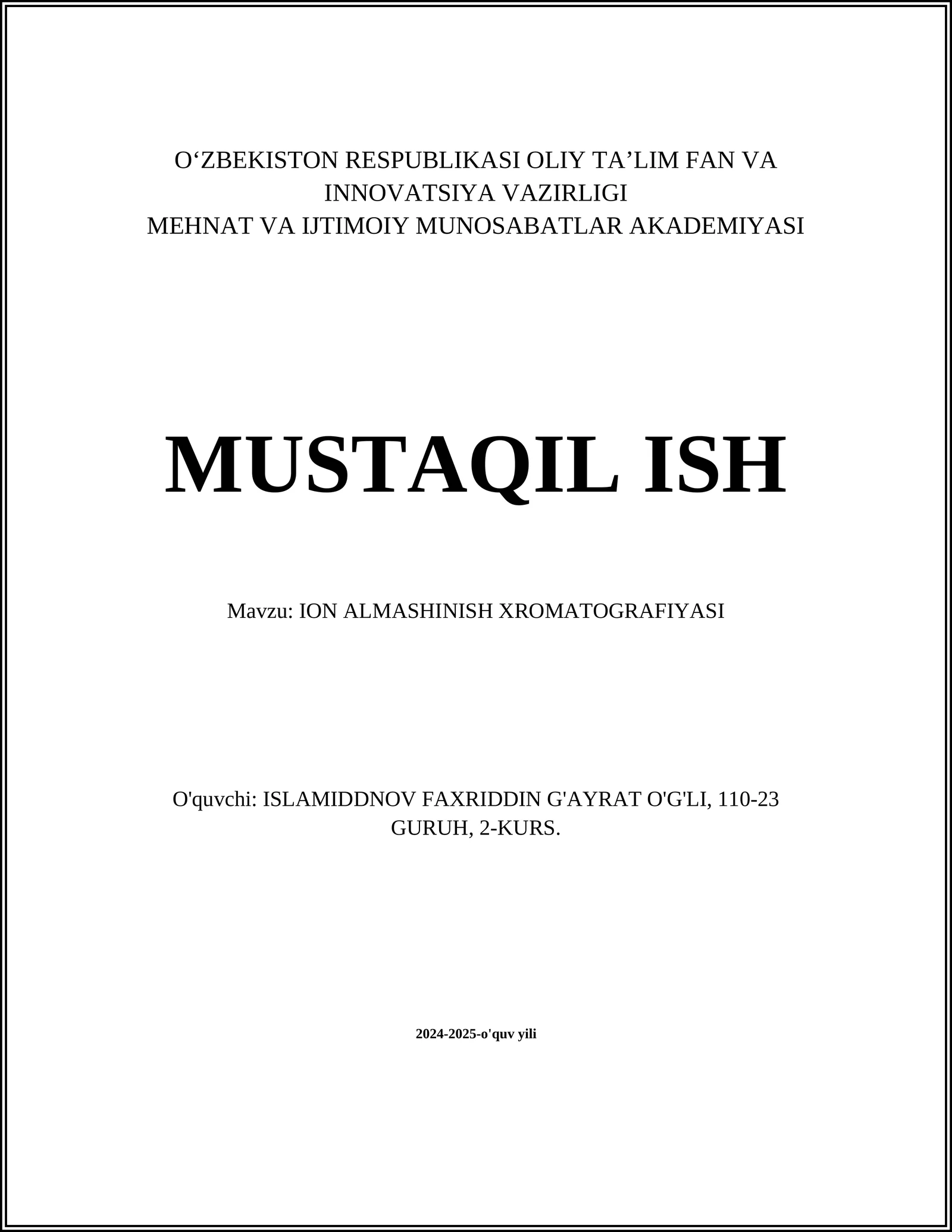 ION ALMASHINISH XROMATOGRAFIYASI