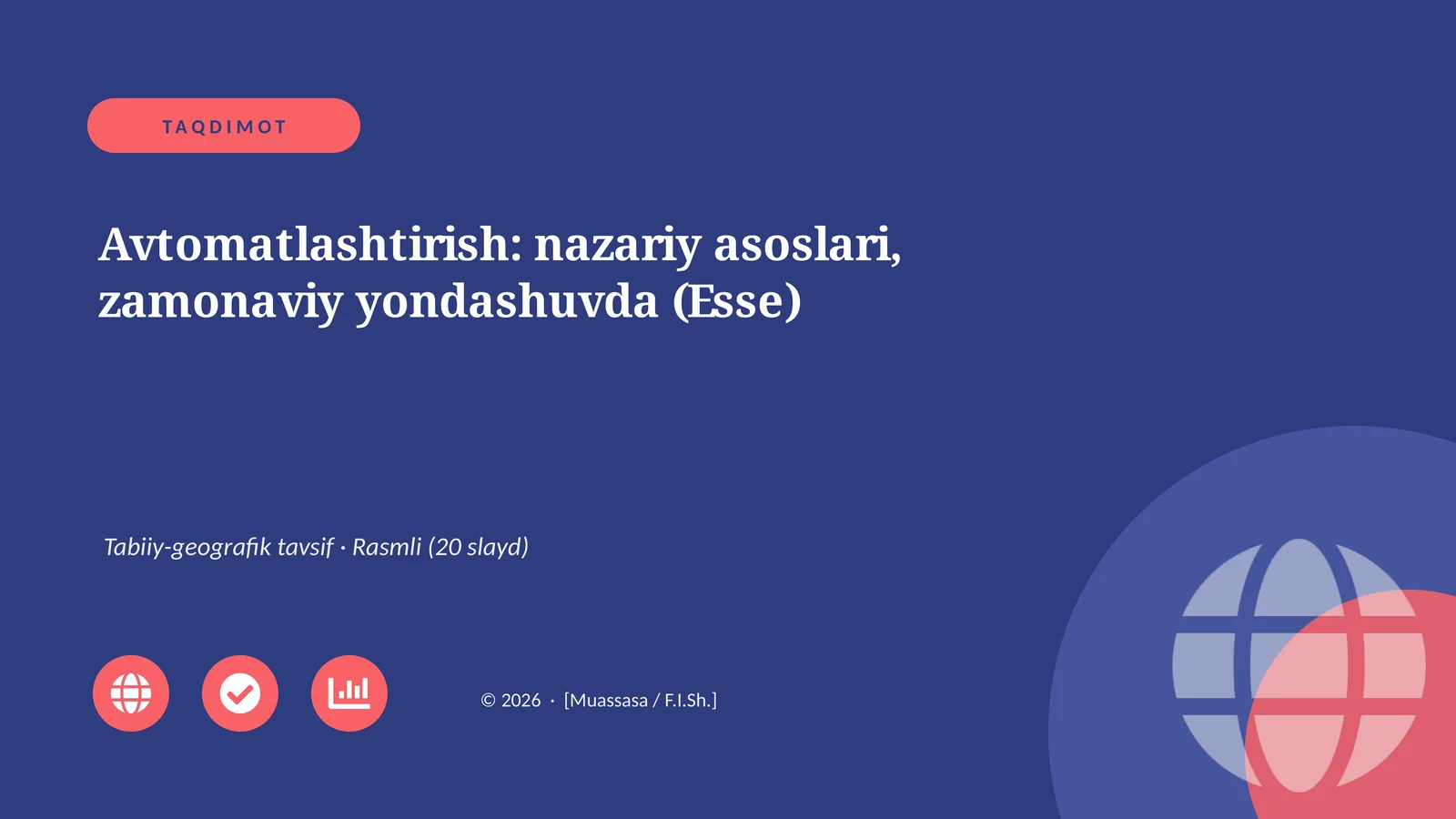 Avtomatlashtirish: nazariy asoslari, zamonaviy yondashuvda (Esse)