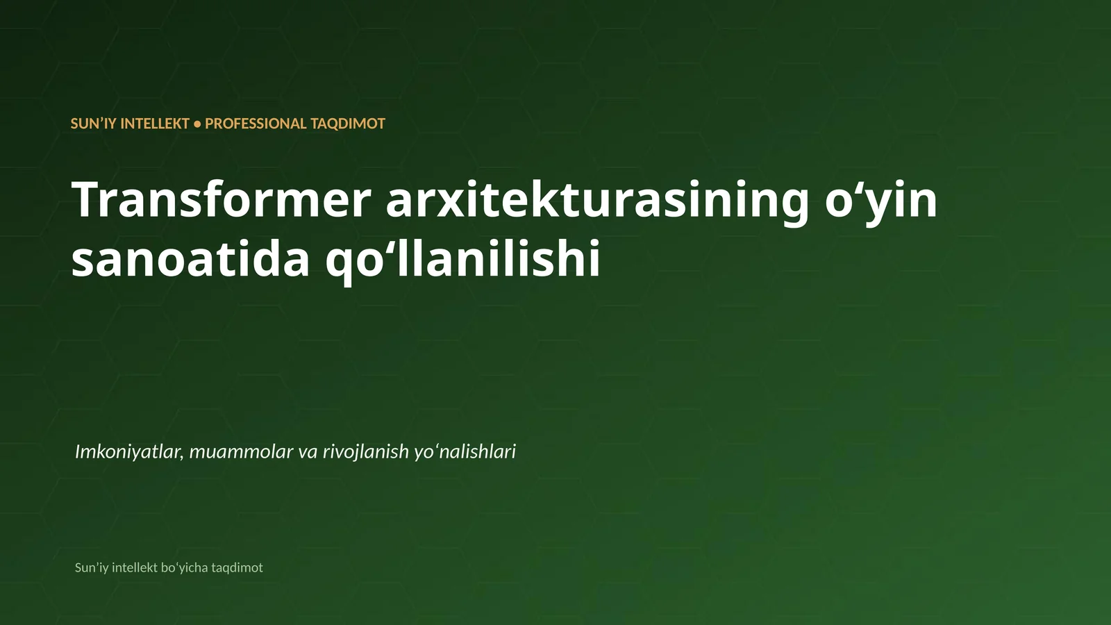 Transformer arxitekturasining oʻyin sanoatida qoʻllanilishi