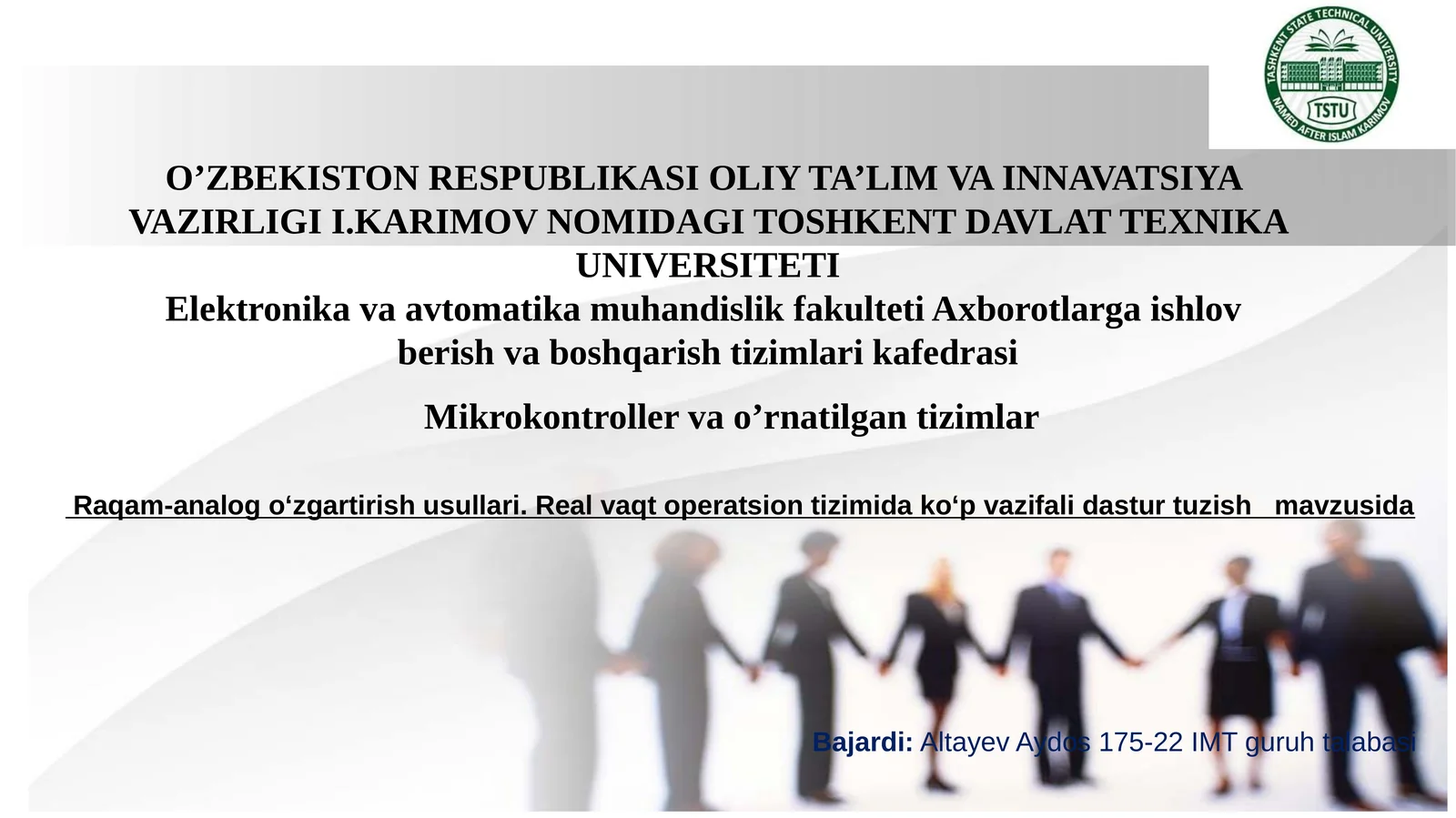 Mikrokontroller va o'rnatilgan tizimlar