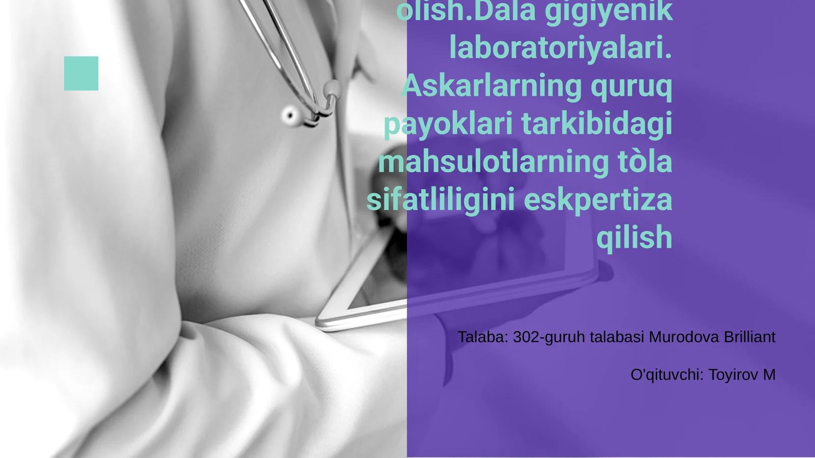 Mahsulotlardan namuna olish