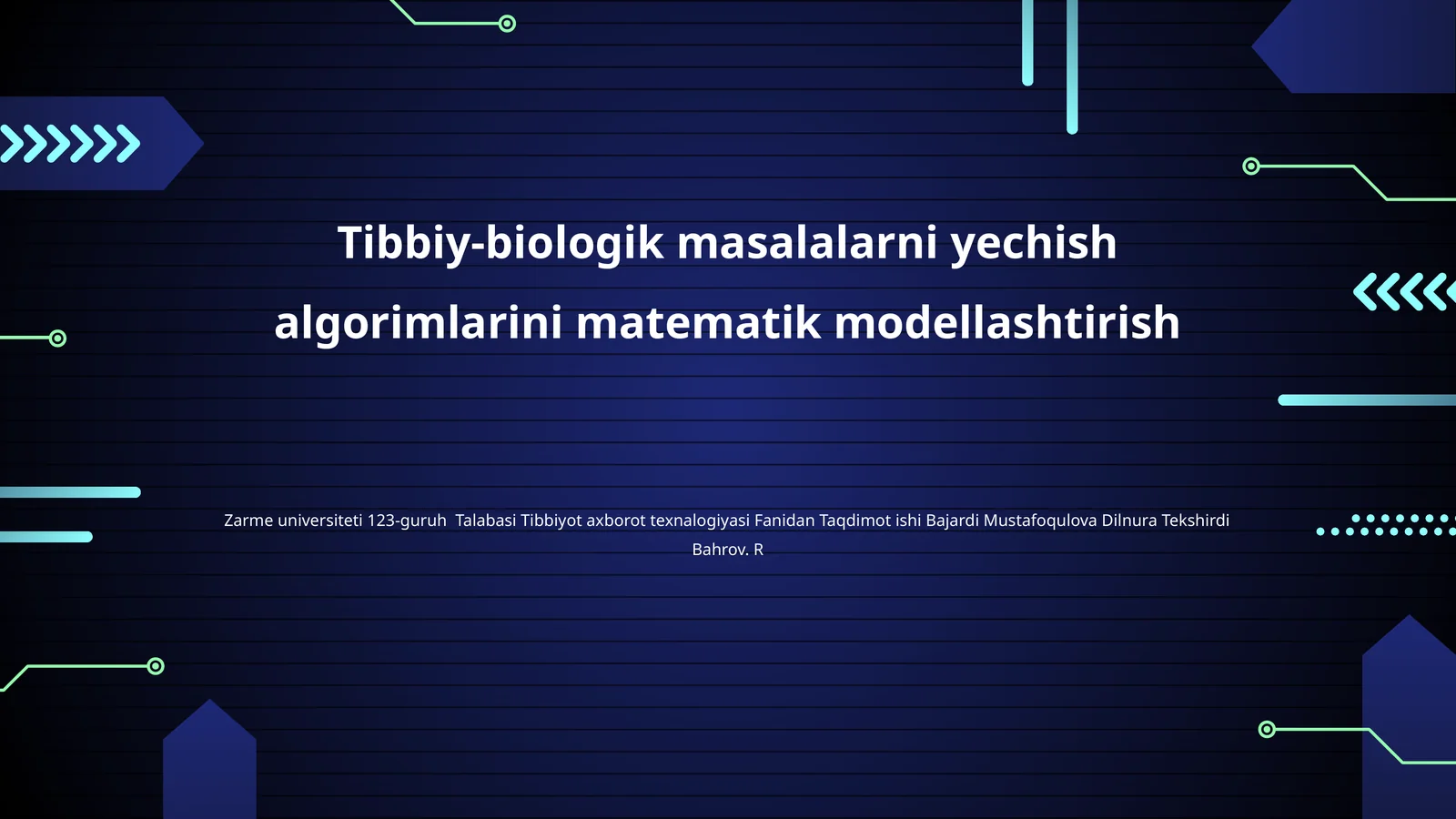 Tibbiy-biologik masalalarni yechish algorimlarini matematik modellashtirish