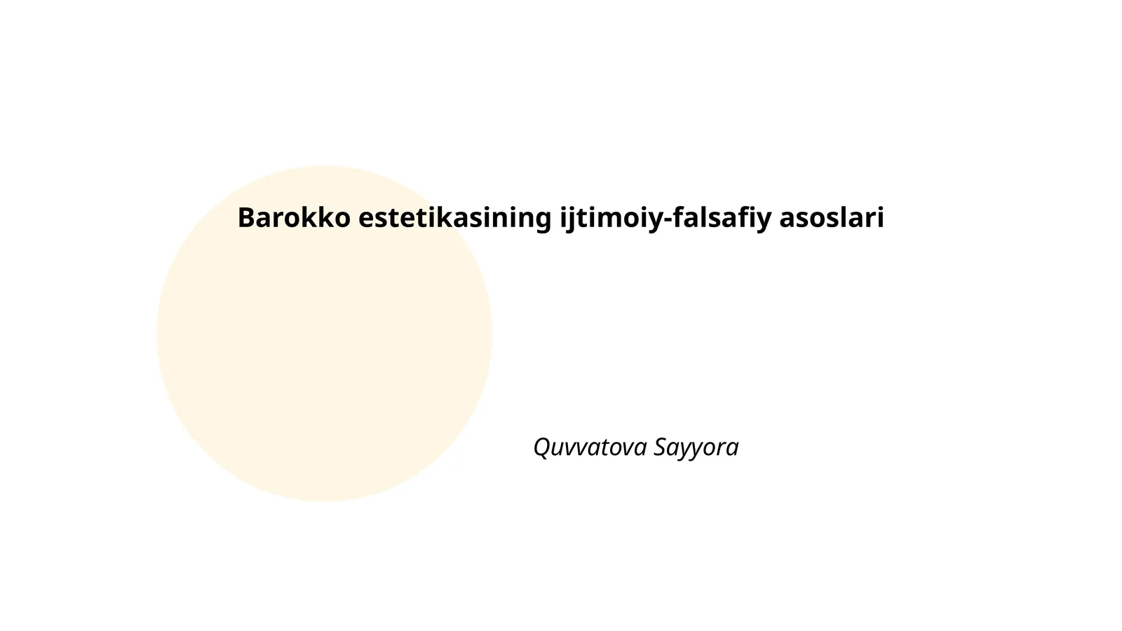 Barokko estetikasining ijtimoiy-falsafiy asoslari
