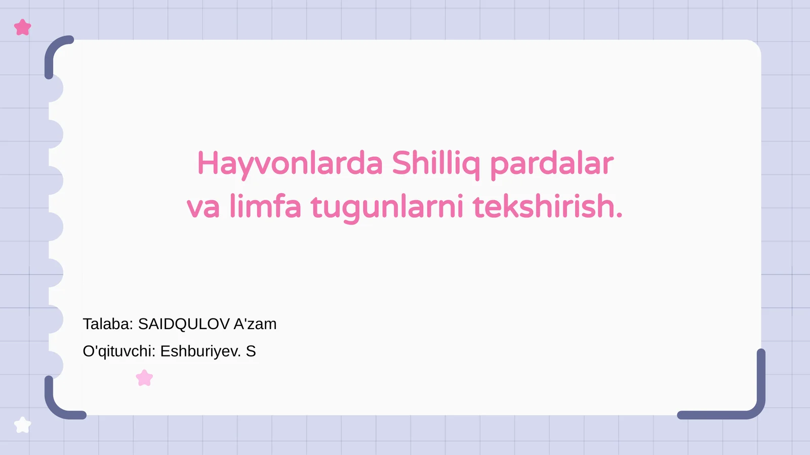 Hayvonlarda Shilliq pardalar va limfa tugunlarni tekshirish