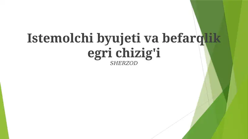 Istemolchi byujeti va befarqlik egri chizig'i