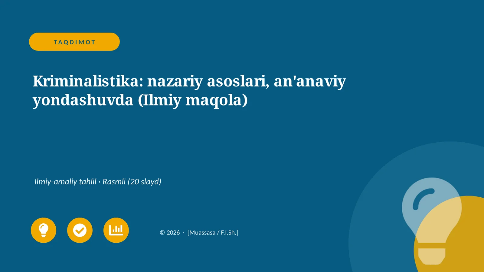 Kriminalistika: nazariy asoslari, an'anaviy yondashuvda (Ilmiy maqola)