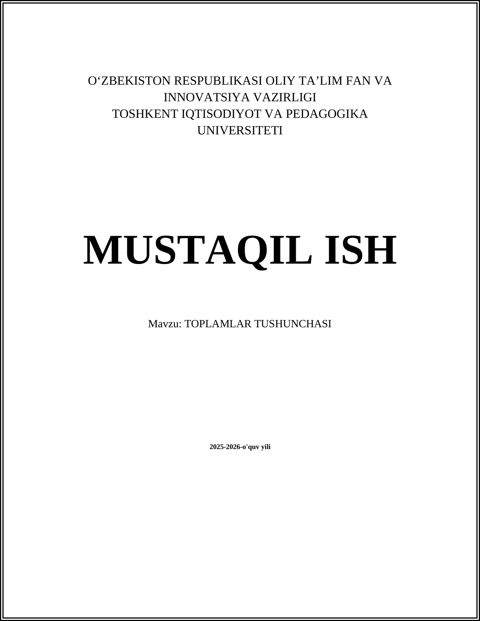 TOPLAMLAR TUSHUNCHASI