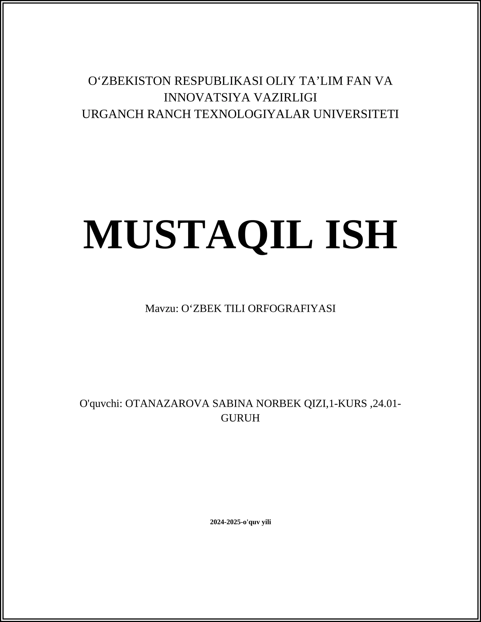OʻZBEK TILI ORFOGRAFIYASI