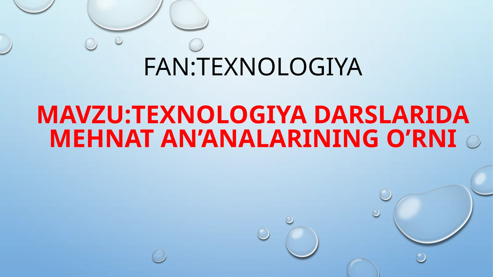 Texnologiya darslarida mehnat an’analarining o’rni