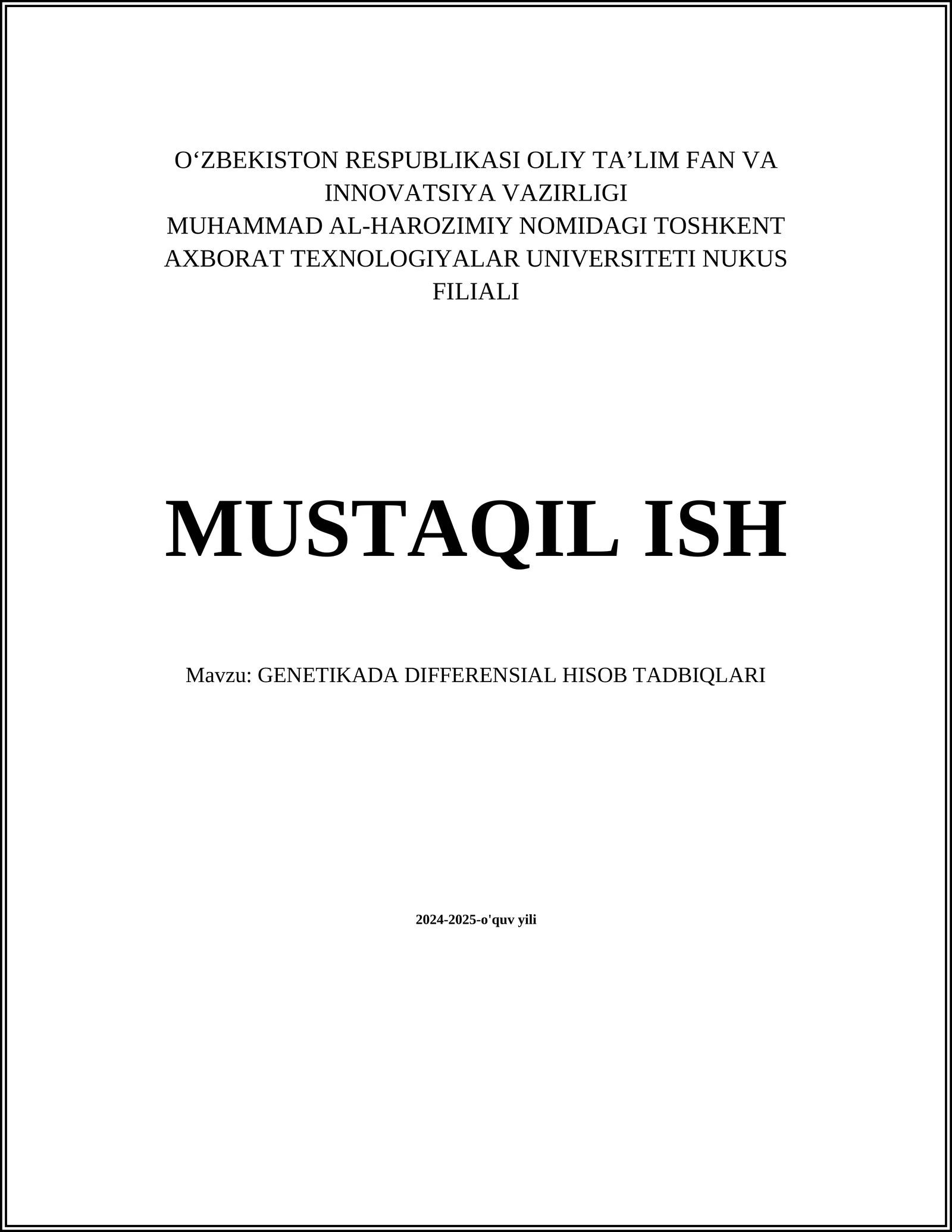GENETIKADA DIFFERENSIAL HISOB TADBIQLARI