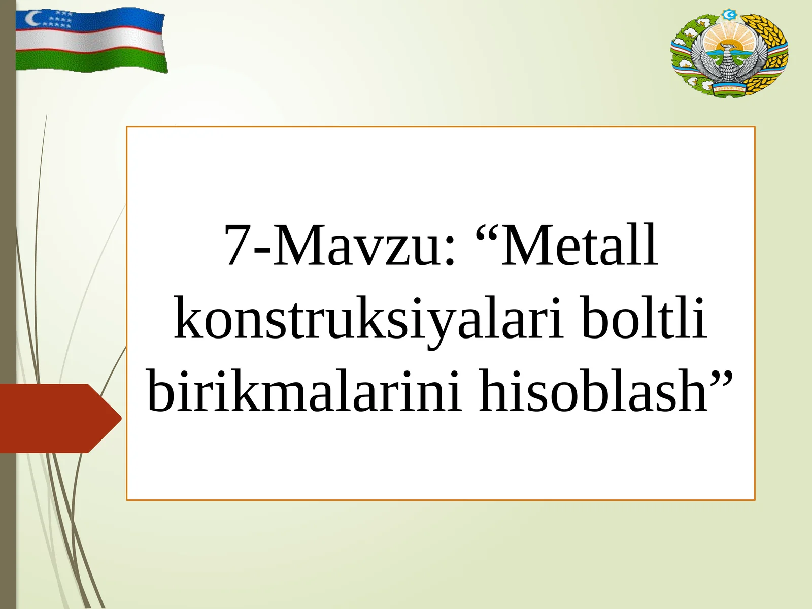 Metall konstruksiyalari boltli birikmalarini hisoblash