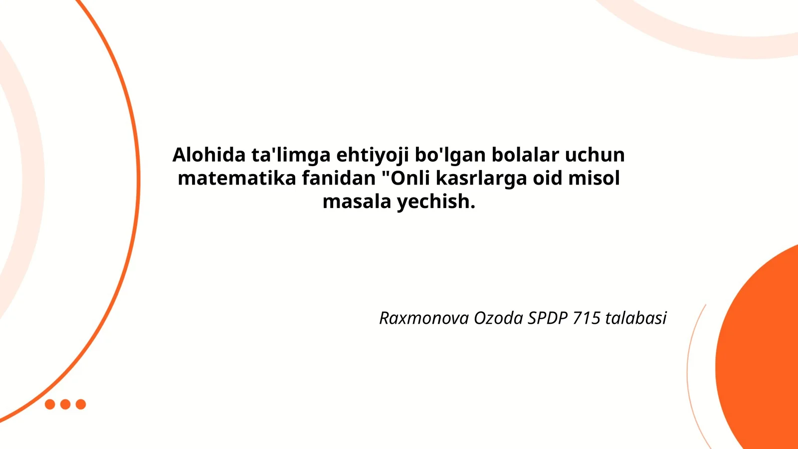 Onli kasrlarga oid misol masala yechish