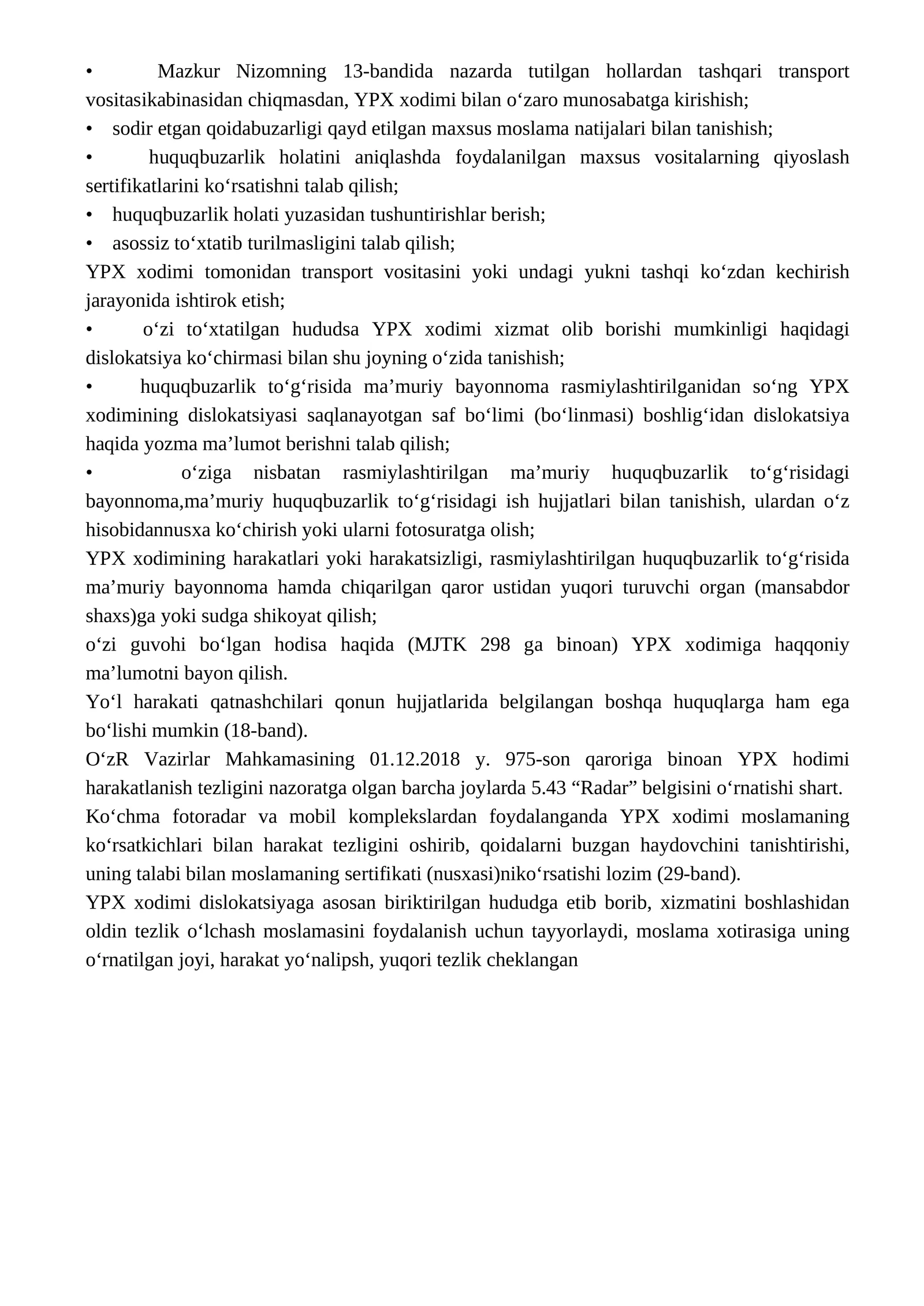 YPX xodimi bilan o‘zaro munosabatga kirishish