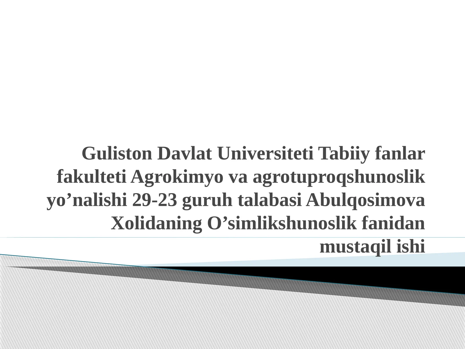Agrokimyo va agrotuproqshunoslik savollari