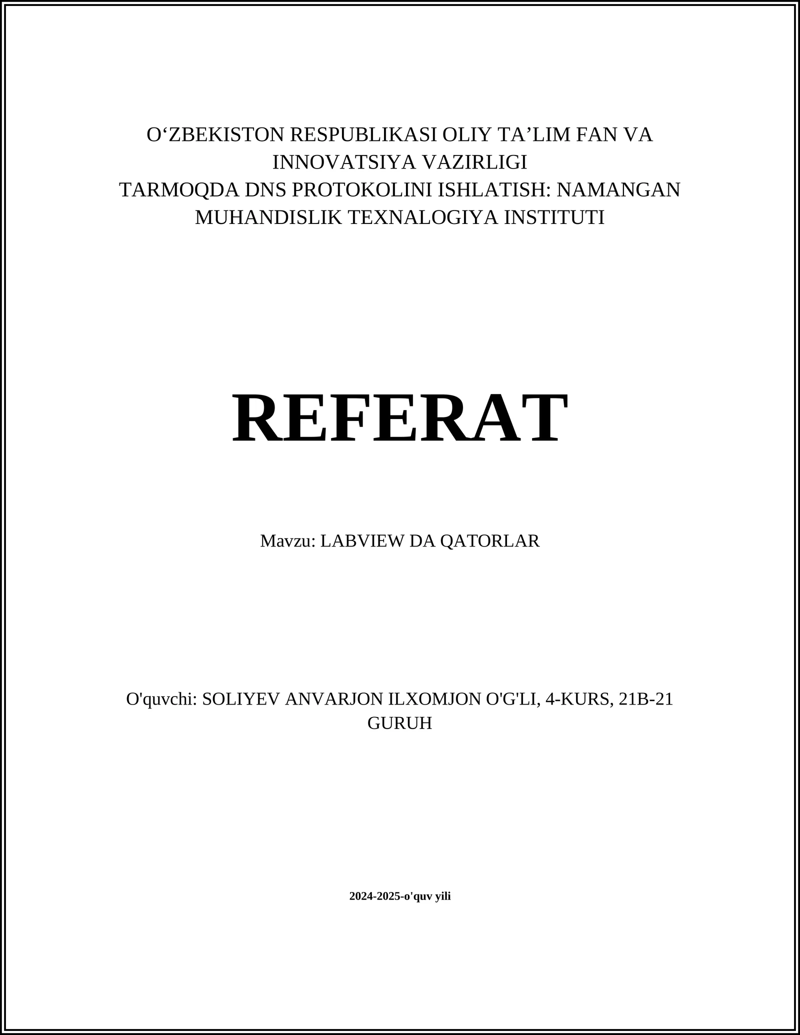 LABVIEW DA QATORLAR