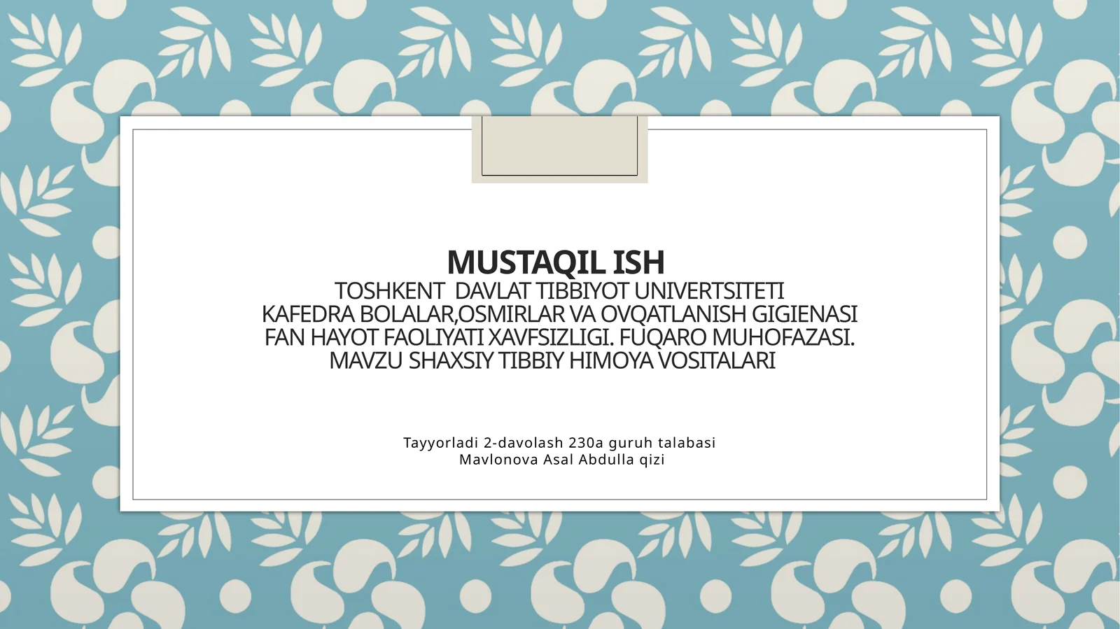 Shaxsiy tibbiy himoya vositalari